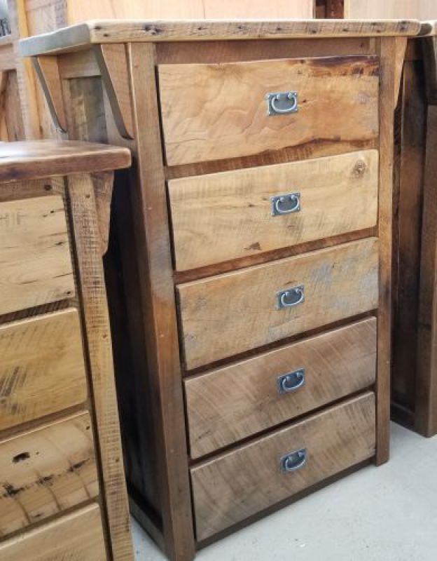Deluxe Oak Barnwood 5 Drawer Chest
